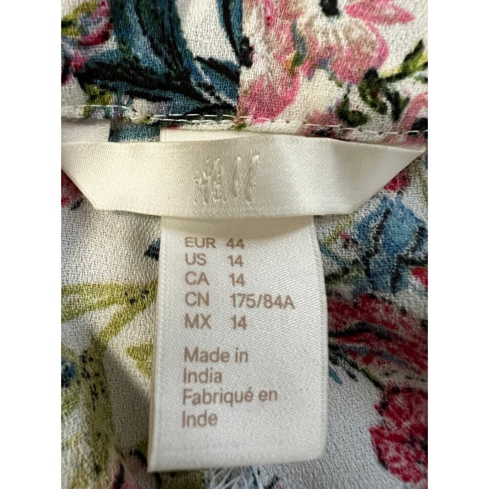 H&M Wide Leg Botanical Print Crop Pants - Size 14 - Picture 4 of 9